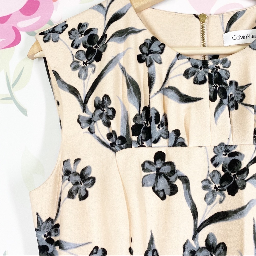 NEW Calvin Klein Floral Sheath Sleeveless Dress 8 - Picture 3 of 13